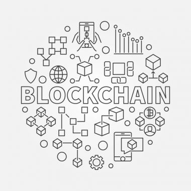 Blockchain teknoloji vektör çizim yuvarlak