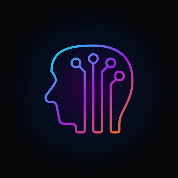 Głowa z mózgu cyfrowe kolorowe ikony - wektor sztuczne — Wektor stockowy
