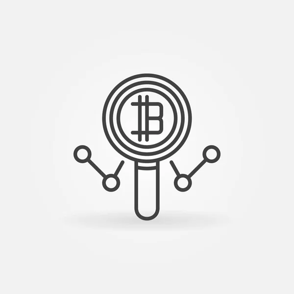 Crypto-monnaie en loupe icône concept vectoriel ou symbole — Image vectorielle