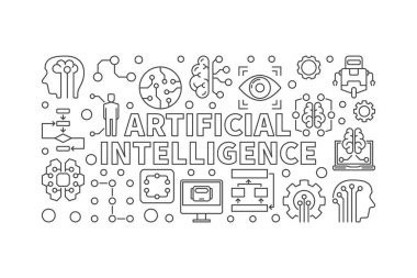 Yapay zeka vektör modern yatay banner