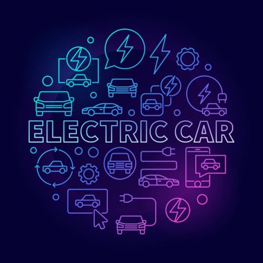 Elektrikli otomobil yuvarlak renkli resimde