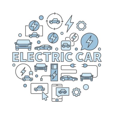 Elektrikli Araba vektör yuvarlak şekil