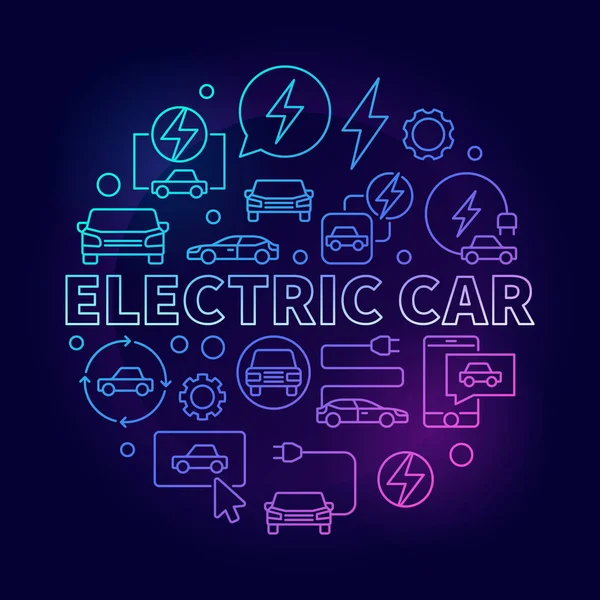 Elektroauto rund bunte Illustration — Stockvektor