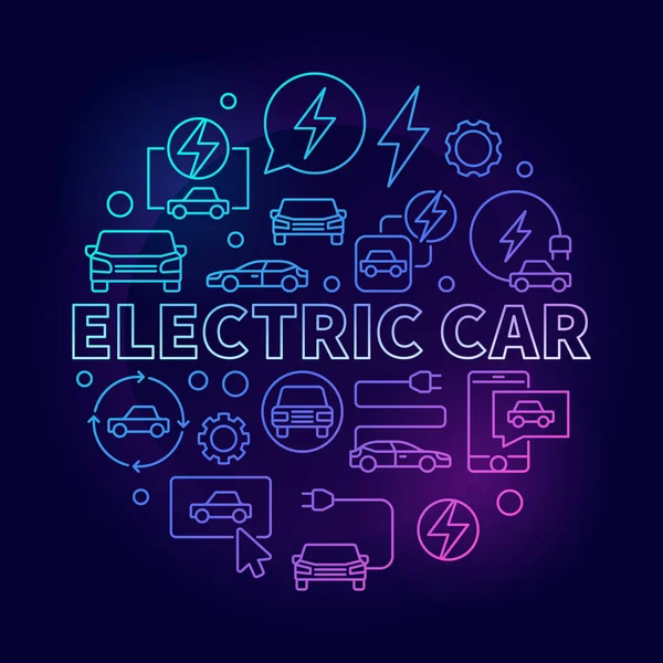 Coche eléctrico redondo ilustración colorida — Vector de stock