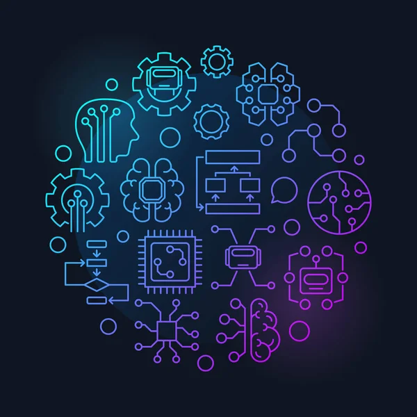 Kunstmatige intelligentie ronde kleurrijke vectorillustratie — Stockvector