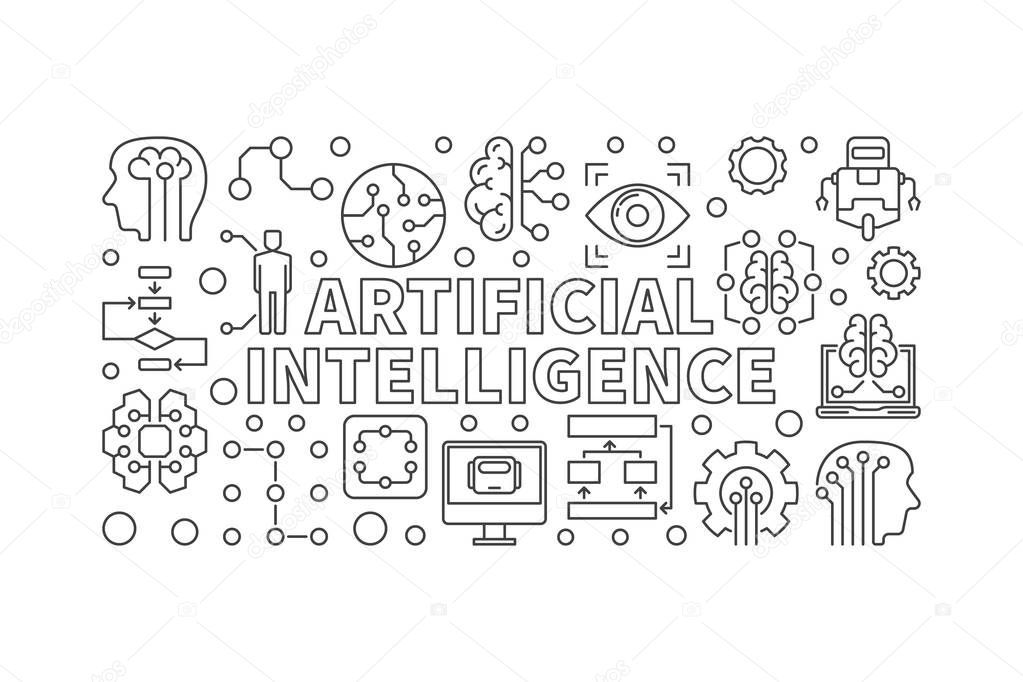 Artificial Intelligence vector modern horizontal banner