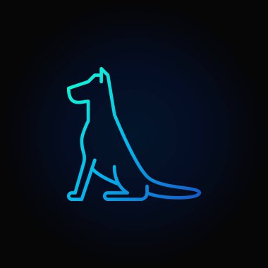 Köpek çizgi mavi simge oturan