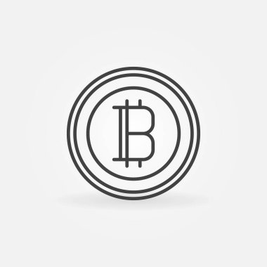 Bitcoin satırı simgesi. Vektör cryptocurrency yuvarlak en az oturum