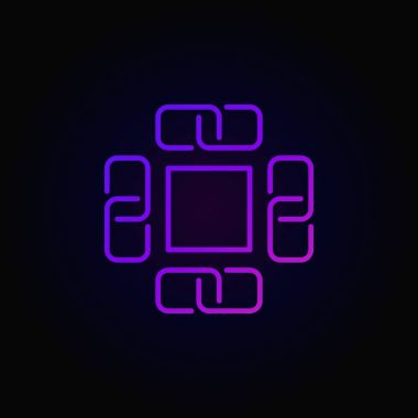 Block chain colorful vector line icon or symbol