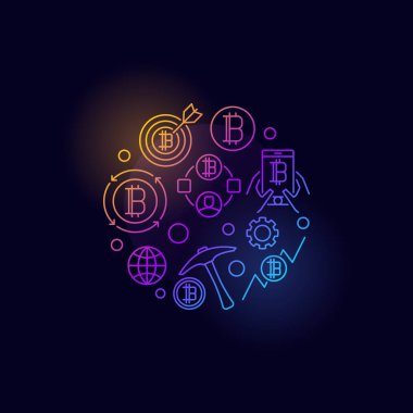 Renkli cryptocurrency vektör yuvarlak sembolü