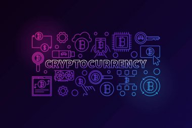 Cryptocurrency vektör renkli resimde