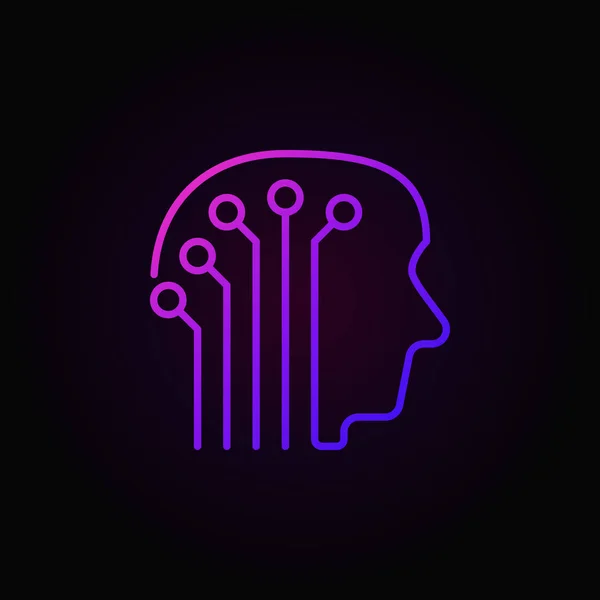 Mänskliga huvudet med elektronisk krets färgglada ikon — Stock vektor