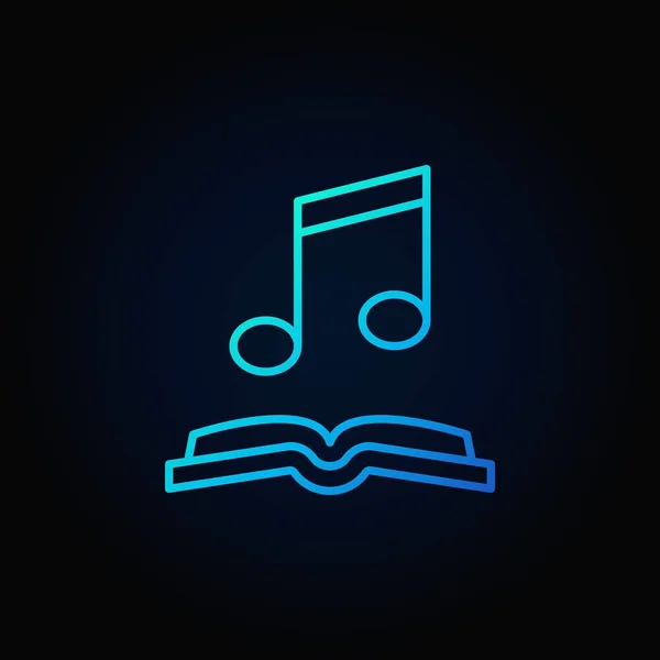 Nota musical con icono azul del libro — Vector de stock