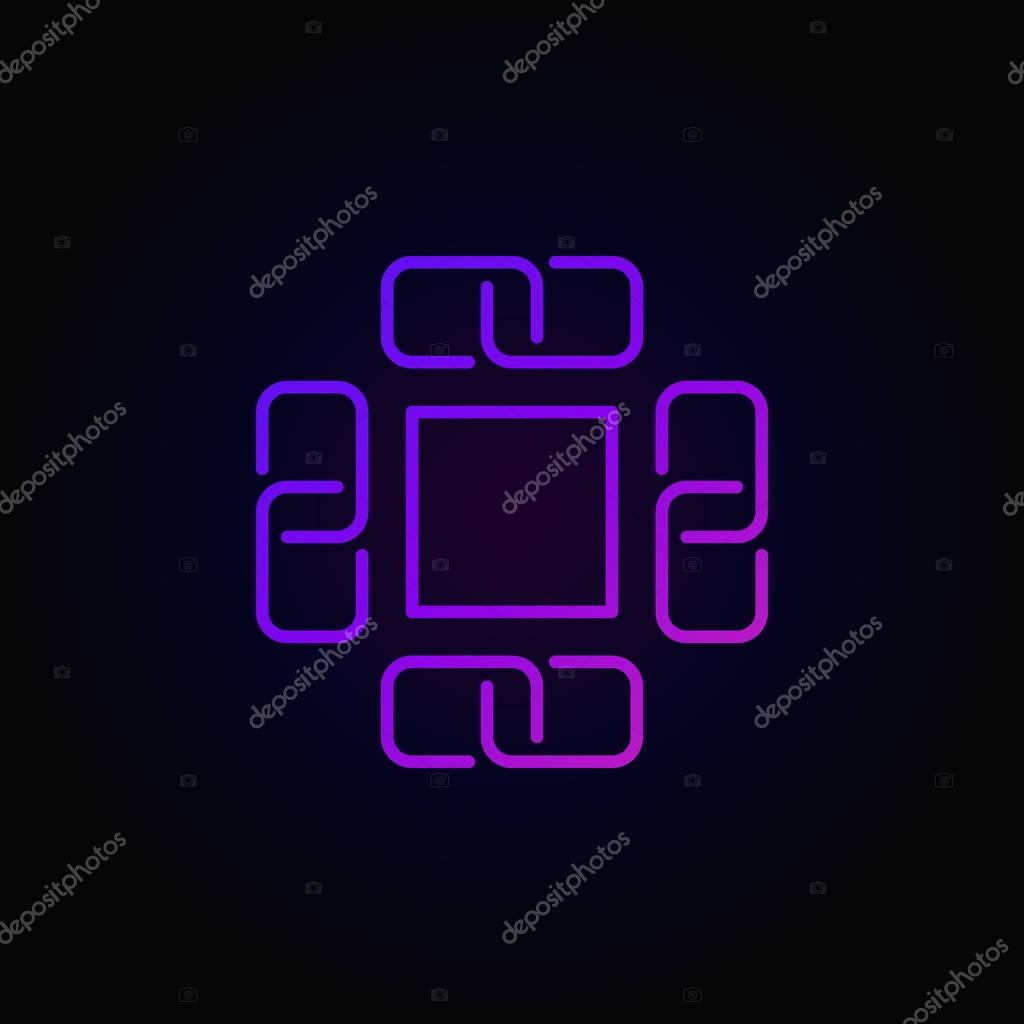 Block chain colorful vector line icon or symbol on dark background