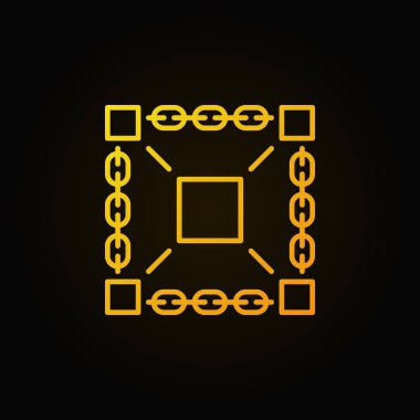 Blockchain teknoloji vektör sarı çizginin simgesini veya simge