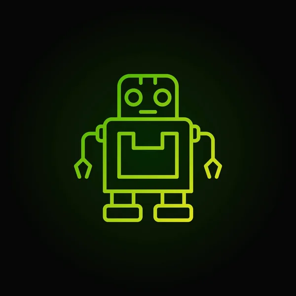 Vector lindo icono de robot verde en estilo de línea delgada — Archivo Imágenes Vectoriales