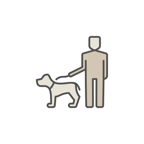 Hombre con un perro icono colorido — Vector de stock