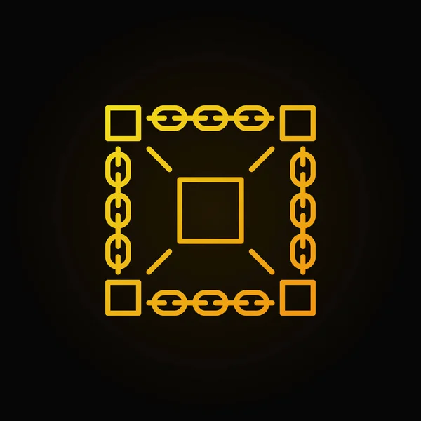 Blockchainových technologií vektor žlutá čára ikonu nebo symbol — Stockový vektor