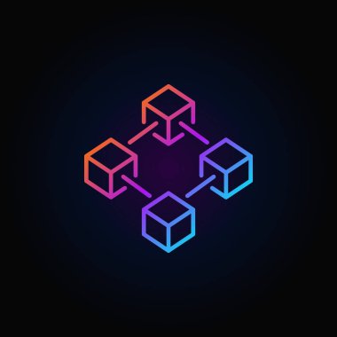 Blockchain vektör renkli line öğesi simgesi veya logosu