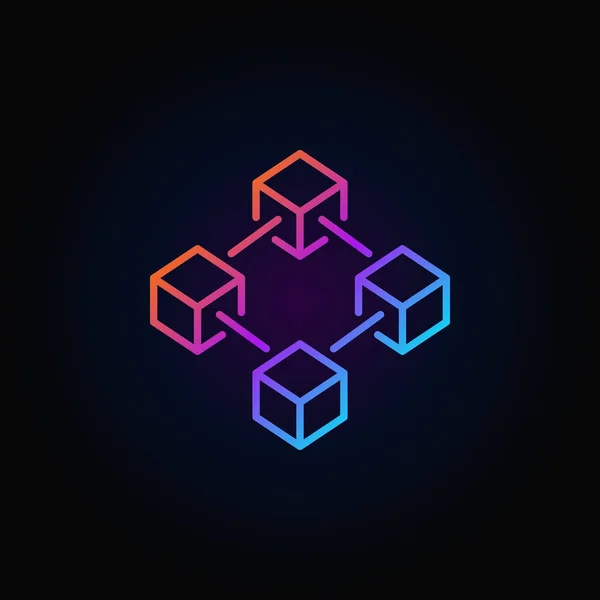 Blockchain vector kleurrijke pictogram of logo lijnstuk — Stockvector