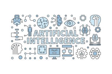 Yapay zeka illüstrasyon. Vektör minimum AI afiş