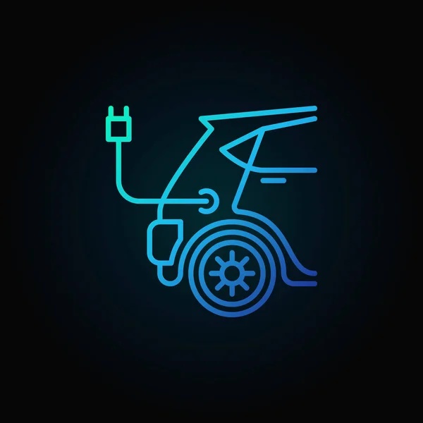 Blauwe elektrische auto vector concept pictogram in lijnstijl — Stockvector