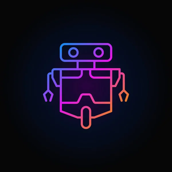 Robot línea vector concepto icono colorido sobre fondo oscuro — Vector de stock
