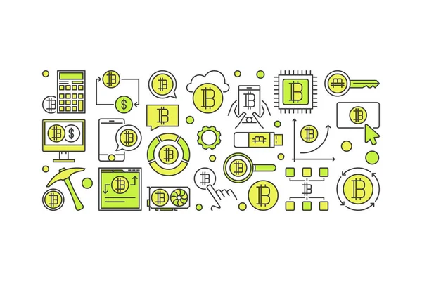 Renkli Kripto döviz afiş. Vektör bitcoin incelemesi kavramı — Stok Vektör