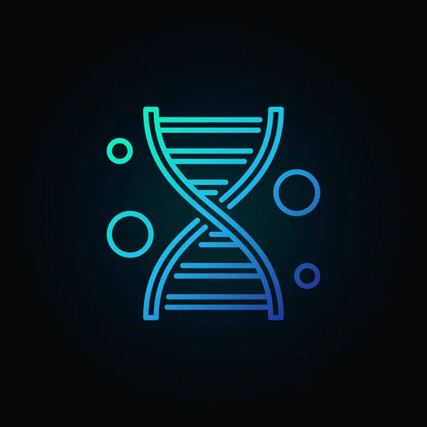 Línea de ADN icono vector azul sobre fondo oscuro — Vector de stock