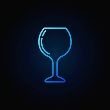 Şarap kadehi mavi parlak simgesi
