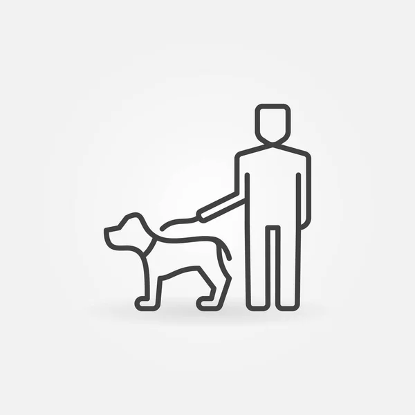 Man håller en hund i koppel — Stock vektor