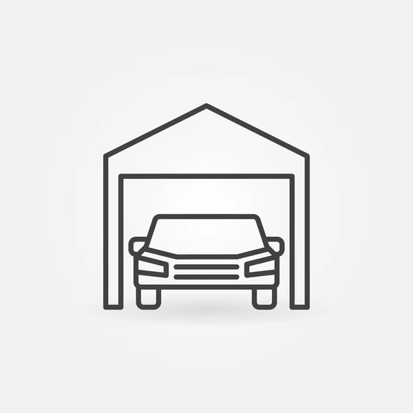 Coche icono del garaje - símbolo vectorial en estilo de línea delgada — Vector de stock