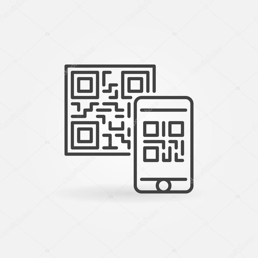 Mobile phone scanning QR code vector concept icon or symbol