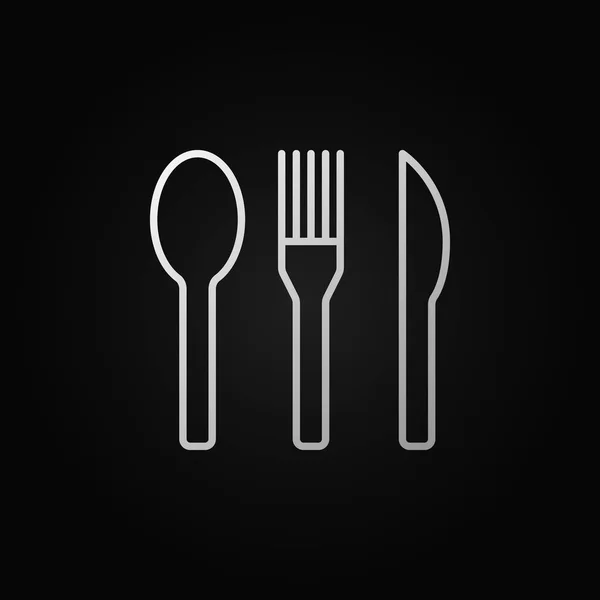 Fourchette à cuillère et couteau icône linéaire ou signe — Image vectorielle