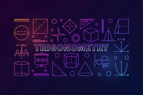 Тригонометрия векторного цветного баннера или иллюстрации — стоковый вектор