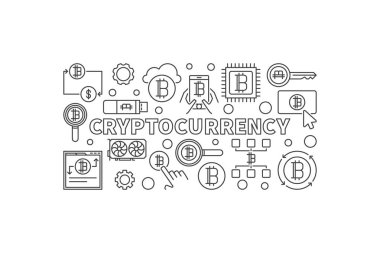 Cryptocurrency Vektör Lineer çizim