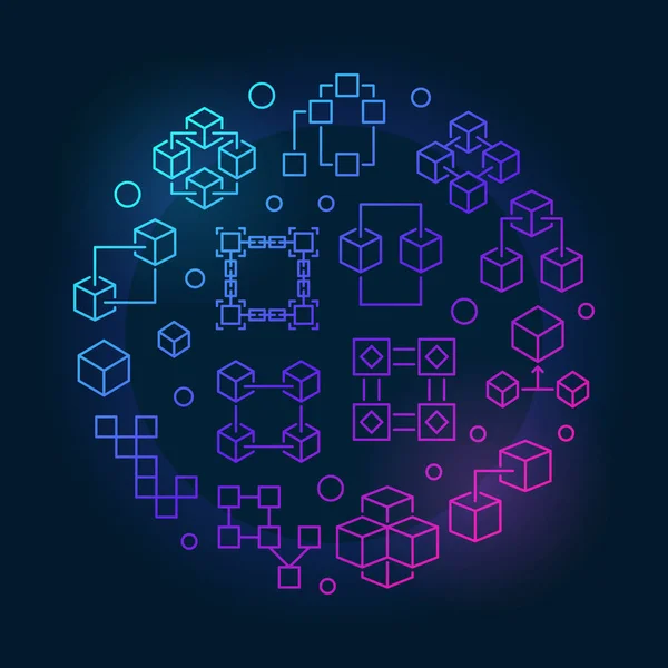 Blok zinciri renkli sembol. Vektör blockchain çizim