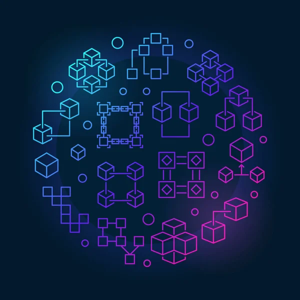 Bloque de cadena de color símbolo. Ilustración blockchain vectorial Gráficos vectoriales