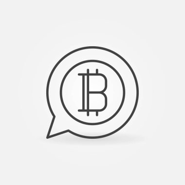 Bitcoin konuşma balonu satırı simgesi. Vektör cryptocurrency sembolü