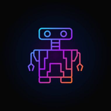 Küçük robot vektör kavramı renkli simgesinde ince çizgi stili