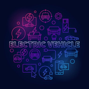 Elektrikli araç yuvarlak renkli resimde