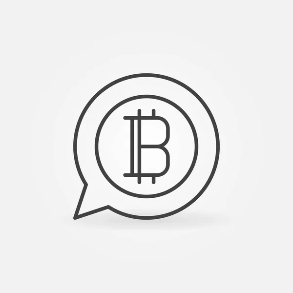 Bitcoin dans la parole bulle ligne icône. Symbole vectoriel crypto-monnaie — Image vectorielle