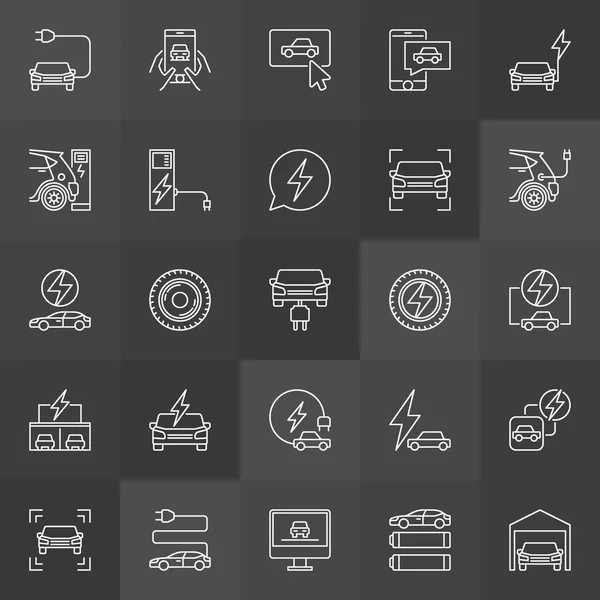 Kolekcja ikony linii wektor pojazd elektryczny — Wektor stockowy