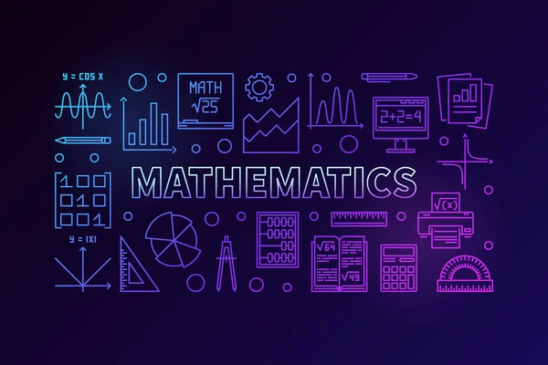 Matematika vektorové čáry barevná horizontální banner — Stockový vektor