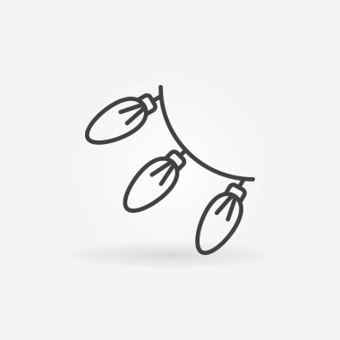 Noel ışıkları simgesi anahat. Vektör Noel çelenk sembolü