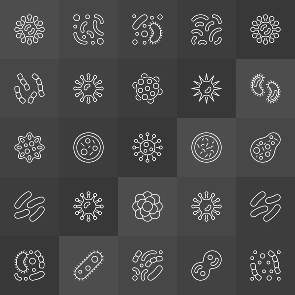 Microbe and bacteria vector outline icons — Stock Vector