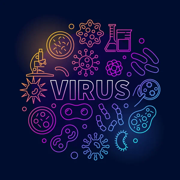Virus vektor bundar ilustrasi berwarna-warni dibuat dengan ikon virus - Stok Vektor