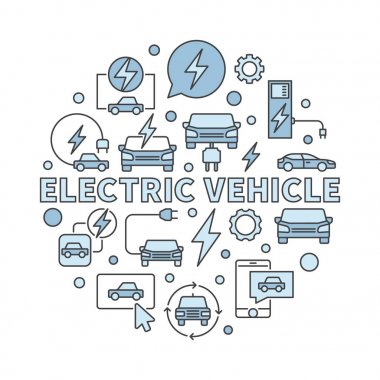 Elektrikli araç dairesel illüstrasyon - Ev simge vektör