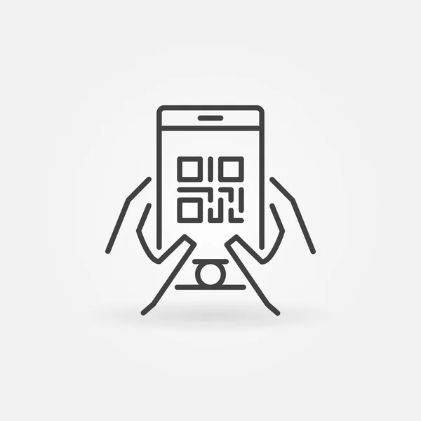 QR-код в иконке или символе вектора смартфона — стоковый вектор