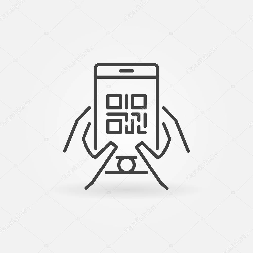 QR code in smartphone vector icon or symbol
